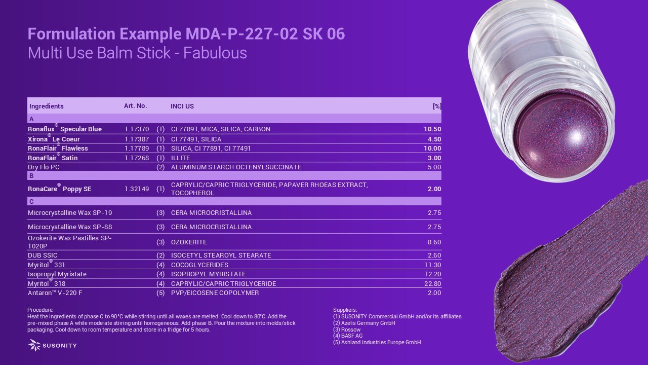 Formulation Example MDA-P-227-02 SK 06 | Multi Use Balm Stick - Fabulous